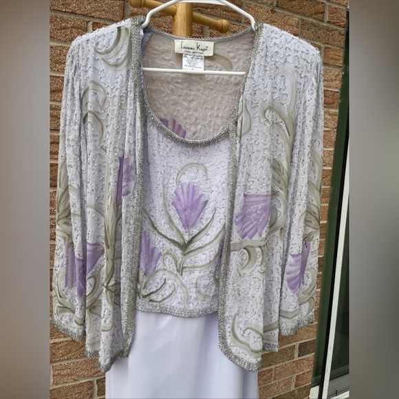 Laurence Kazar Dresses & Skirts - Vintage 80s Laurence Kazar beaded dress size 8 Lilac And Purple